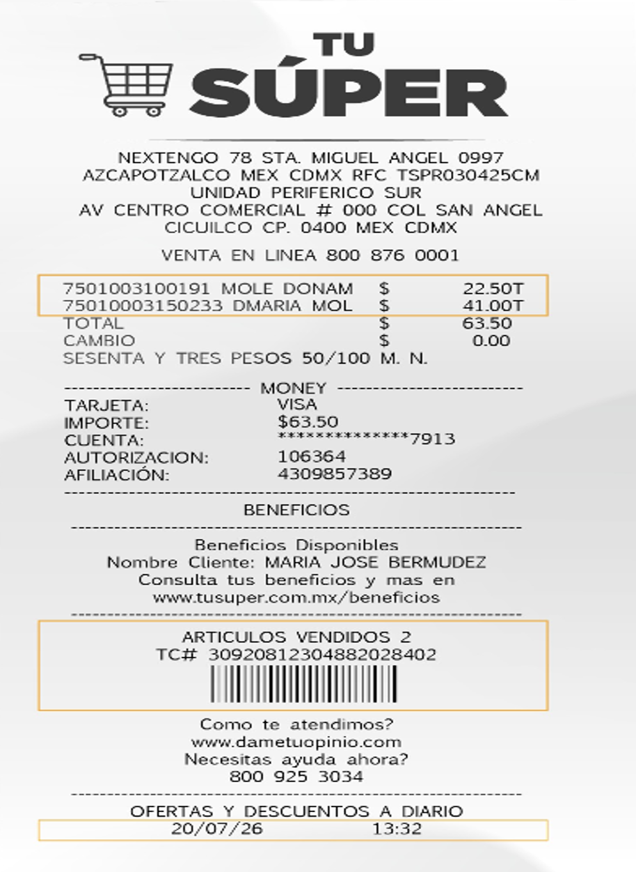 Ejemplo - Ticket físico